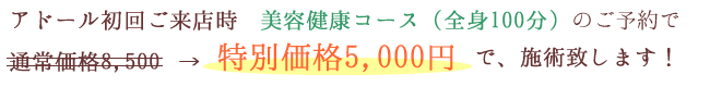 美容健康コース初回割引
